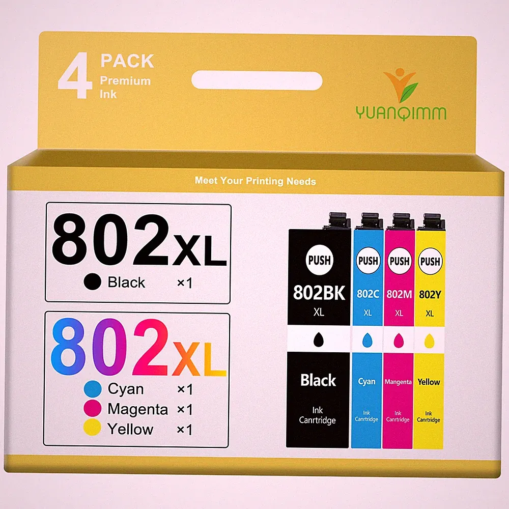 4 802XL Ink Cartridge For WorkForce WF4720 4730 4734 4740 4745，EC4020 4030 4040