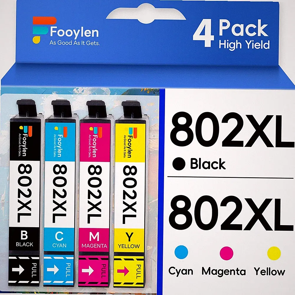 4 Pack Compatible With 802XL Ink Cartridge For Epson WorkForce Pro WF4730 WF4740