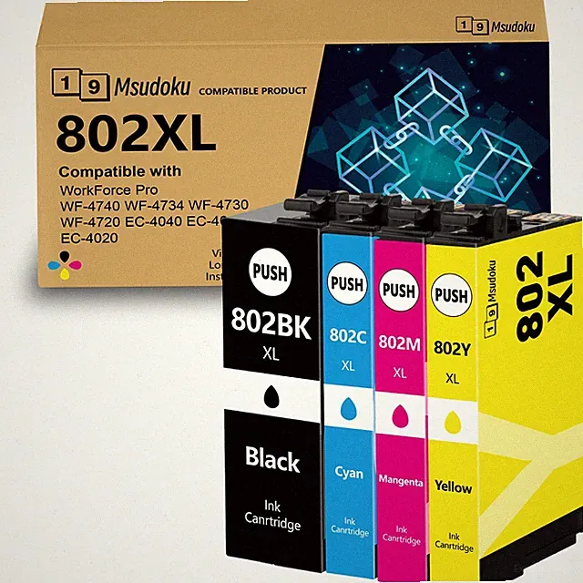 802XL T802XL Ink For Epson WorkForce Pro WF-4720 WF-4730 WF-4734 WF-4740 4-PacK
