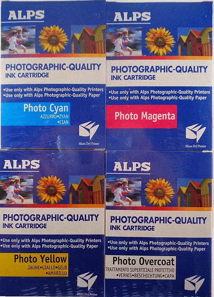 ALPS MD PHOTO INK CARTRIDGES 4 PACK CYAN, MAGENTA, YELLOW AND PHOTO OVERCOAT