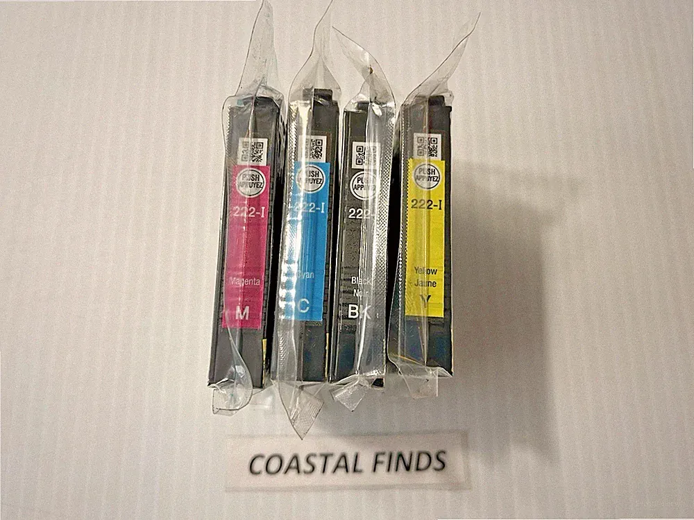 Epson 222 Ink Cartridge Set (4) INITIAL CMYK OEM NEW Sealed 222i WF 2960 XP 5200