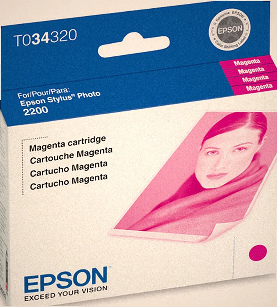 New Genuine Epson 34 T0343 Magenta Ink Cartridge, Stylus Photo 2100 Bag